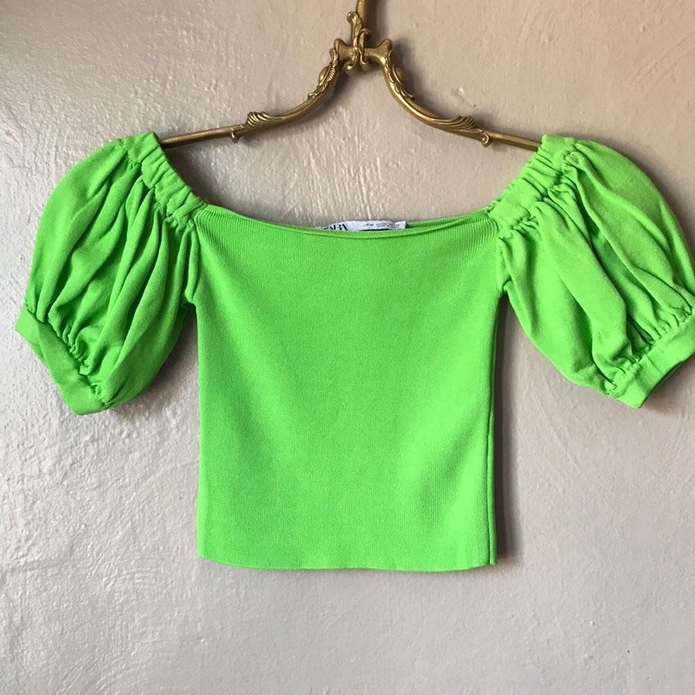 Zara Knit Top With Balloon Sleeves Size XS